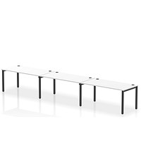 Impulse 3 Person Bench Desk, Side by Side, 3 x 1600mm (800mm Deep), Black Frame, White