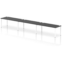 Impulse 3 Person Bench Desk, Side by Side, 3 x 1800mm (800mm Deep), White Frame, Black