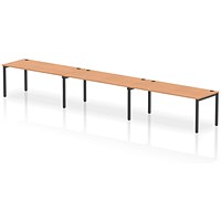 Impulse 3 Person Bench Desk, Side by Side, 3 x 1800mm (800mm Deep), Black Frame, Oak