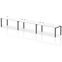 Impulse 3 Person Bench Desk, Side by Side, 3 x 1800mm (800mm Deep), Black Frame, White