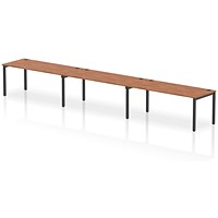 Impulse 3 Person Bench Desk, Side by Side, 3 x 1800mm (800mm Deep), Black Frame, Walnut