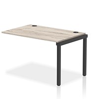 Impulse 1 Person Bench Desk Extension, 1200mm (800mm Deep), Black Frame, Grey Oak