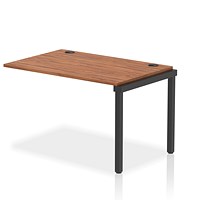 Impulse 1 Person Bench Desk Extension, 1200mm (800mm Deep), Black Frame, Walnut