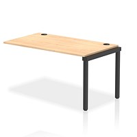 Impulse 1 Person Bench Desk Extension, 1400mm (800mm Deep), Black Frame, Maple