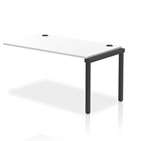 Impulse 1 Person Bench Desk Extension, 1400mm (800mm Deep), Black Frame, White