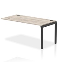 Impulse 1 Person Bench Desk Extension, 1600mm (800mm Deep), Black Frame, Grey Oak