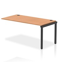 Impulse 1 Person Bench Desk Extension, 1600mm (800mm Deep), Black Frame, Oak