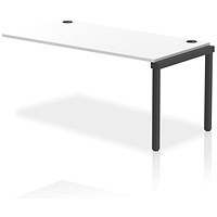 Impulse 1 Person Bench Desk Extension, 1600mm (800mm Deep), Black Frame, White