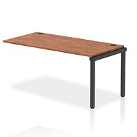 Impulse 1 Person Bench Desk Extension, 1600mm (800mm Deep), Black Frame, Walnut