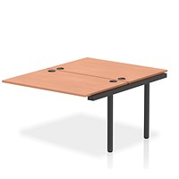 Impulse 2 Person Bench Desk Extension, Back to Back, 2 x 1200mm (800mm Deep), Black Frame, Beech