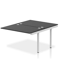 Impulse 2 Person Bench Desk Extension, Back to Back, 2 x 1200mm (800mm Deep), Silver Frame, Black