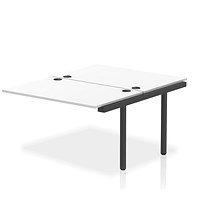 Impulse 2 Person Bench Desk Extension, Back to Back, 2 x 1200mm (800mm Deep), Black Frame, White