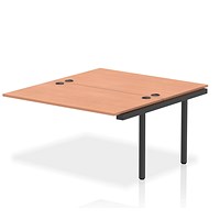 Impulse 2 Person Bench Desk Extension, Back to Back, 2 x 1400mm (800mm Deep), Black Frame, Beech