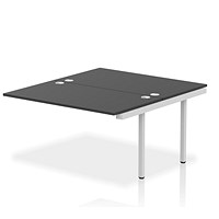 Impulse 2 Person Bench Desk Extension, Back to Back, 2 x 1400mm (800mm Deep), Silver Frame, Black