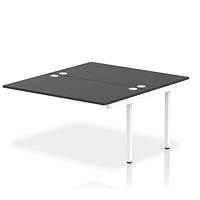 Impulse 2 Person Bench Desk Extension, Back to Back, 2 x 1400mm (800mm Deep), White Frame, Black