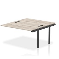 Impulse 2 Person Bench Desk Extension, Back to Back, 2 x 1400mm (800mm Deep), Black Frame, Grey Oak