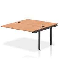 Impulse 2 Person Bench Desk Extension, Back to Back, 2 x 1400mm (800mm Deep), Black Frame, Oak