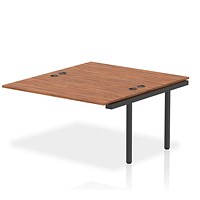 Impulse 2 Person Bench Desk Extension, Back to Back, 2 x 1400mm (800mm Deep), Black Frame, Walnut