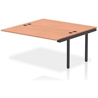 Impulse 2 Person Bench Desk Extension, Back to Back, 2 x 1600mm (800mm Deep), Black Frame, Beech