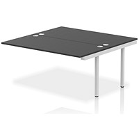 Impulse 2 Person Bench Desk Extension, Back to Back, 2 x 1600mm (800mm Deep), Silver Frame, Black