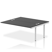 Impulse 2 Person Bench Desk Extension, Back to Back, 2 x 1800mm (800mm Deep), Silver Frame, Black