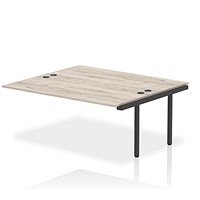 Impulse 2 Person Bench Desk Extension, Back to Back, 2 x 1800mm (800mm Deep), Black Frame, Grey Oak