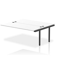 Impulse 2 Person Bench Desk Extension, Back to Back, 2 x 1800mm (800mm Deep), Black Frame, White