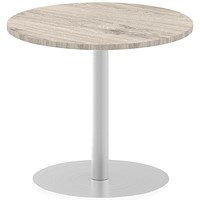Italia Poseur Circular Table, 800mm Diameter, Grey Oak