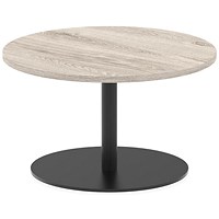 Italia Poseur Round Table, 800mm Wide, 475mm High, Grey Oak