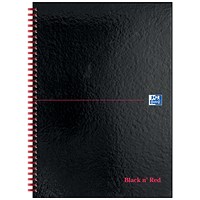 Black n' Red Hardback Wirebound Notebook, A4, Ruled, 140 Pages, Pack of 2