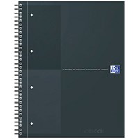 Oxford Hardback Twin Wire Notebook, A4+, Ruled, 160 Pages, Black