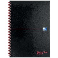 Black n' Red Hardback Wirebound Recycled Notebook, A4, Ruled, 140 Pages, Pack of 2