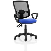 Eclipse Plus II Deluxe Mesh Back Operator Chair, Blue, With Fixed Height Loop Arms