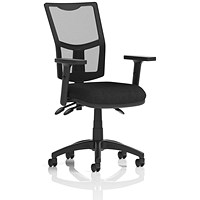 Eclipse Plus III Mesh Back Operator Chair, Leather Seat, Height Adjustable Arms, Black