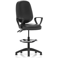 Eclipse II High Rise Operator Chair, Black Bonded Leather, With Loop Arms