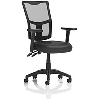 Eclipse Plus II Mesh Back Operator Chair, Height Adjustable Arms, Black Bonded Leather