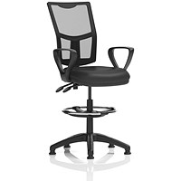 Eclipse II High Rise High Mesh Back Operator Chair, Black Bonded Leather, With Loop Arms