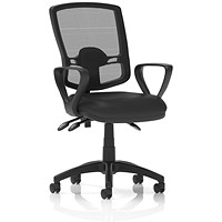 Eclipse Plus III Deluxe Mesh Back Operator Chair, Black Bonded Leather Seat, Loop Arms, Black