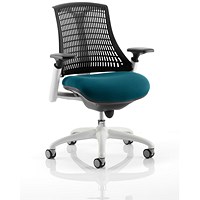 Flex Task Operator Chair, Black Back, White Frame, Maringa Teal