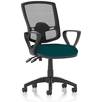 Eclipse Plus II Deluxe Mesh Back Operator Chair, Fixed Loop Arms, Maringa Teal