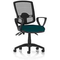 Eclipse Plus III Deluxe Mesh Back Operator Chair, Fixed Loop Arms, Maringa Teal