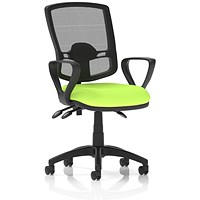 Eclipse Plus III Deluxe Mesh Back Operator Chair, Fixed Loop Arms, Myrrh Green