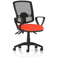 Eclipse Plus III Deluxe Mesh Back Operator Chair, Fixed Loop Arms, Tabasco Orange