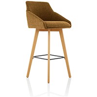 Carmen Bespoke Fabric Wooden Leg High Stool, Copper