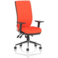 Chiro High Back Task Operators Chair, Tabasco Orange , With Height Adjustable And Folding Arms