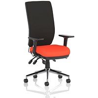 Chiro High Back Task Operators Chair, Seat Tabasco Orange , With Height Adjustable And Folding Arms