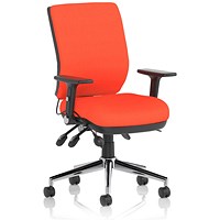 Chiro Medium Back Task Operators Chair, Tabasco Orange, With Height Adjustable & Folding Arms