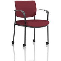 Brunswick Deluxe Visitors Chair, Black Frame, With Arms and Castors, Ginseng Chilli