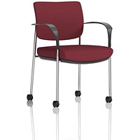 Brunswick Deluxe Visitors Chair, Chrome Frame, With Arms and Castors, Ginseng Chilli