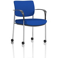 Brunswick Deluxe Visitors Chair, Chrome Frame, With Arms and Castors, Stevia Blue
